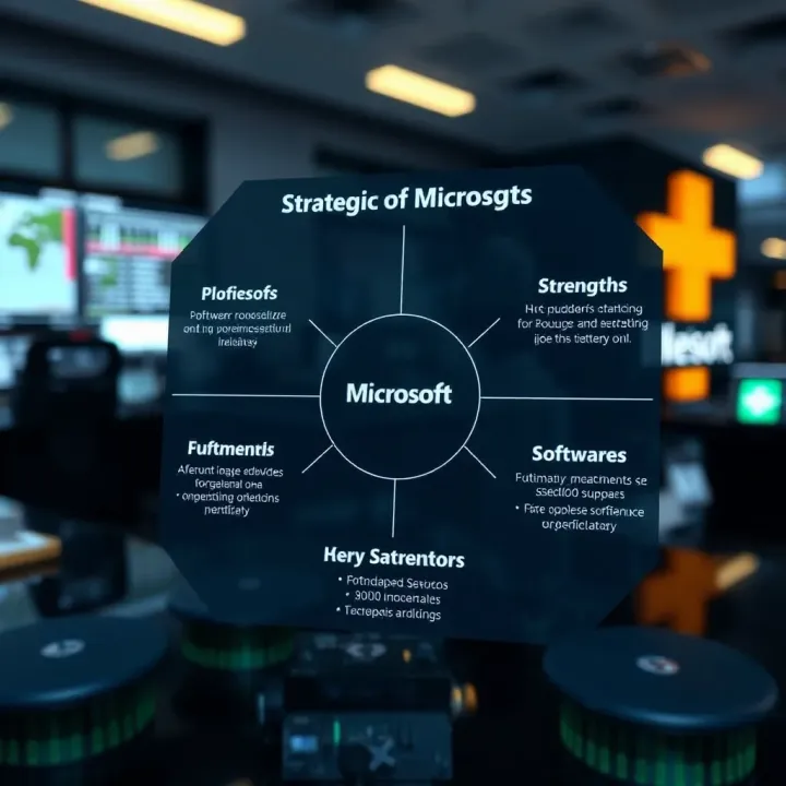 Diagram depicting strategic positioning and strengths of key software companies opposing Microsoft in enterprise solutions