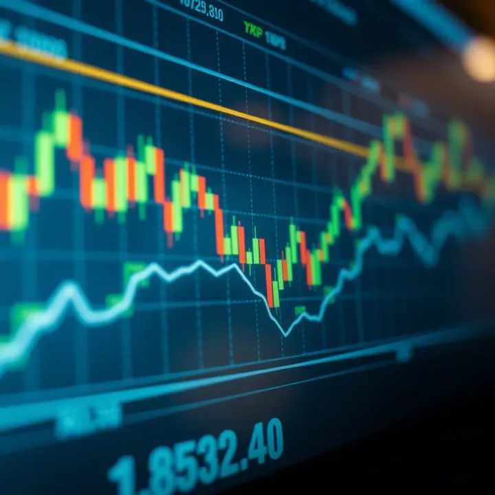 Graph illustrating technical indicators and price trends of XRP cryptocurrency over time