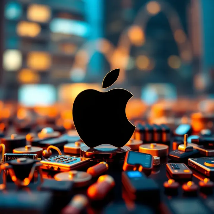 Graphical representation of major technology companies competing with Apple in diverse sectors