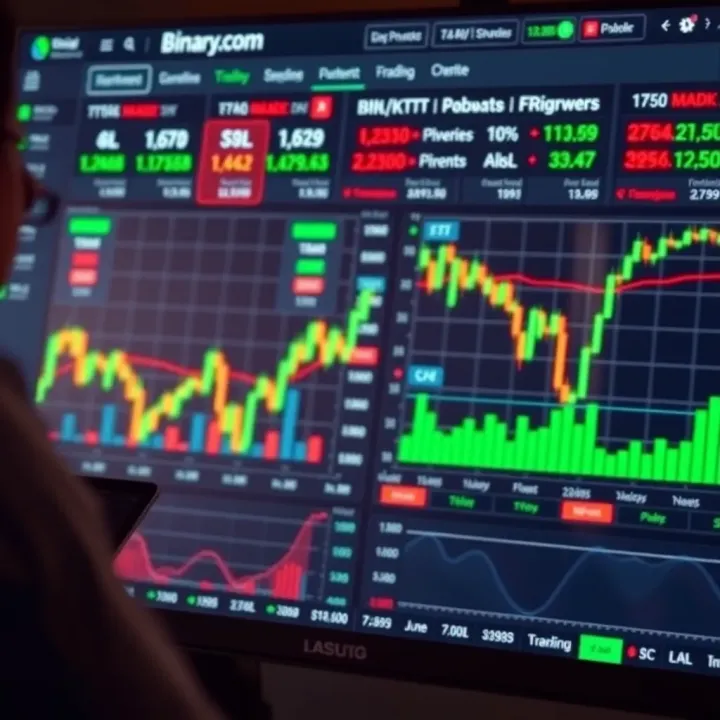 User interface showing various trading options and charts on an online trading platform
