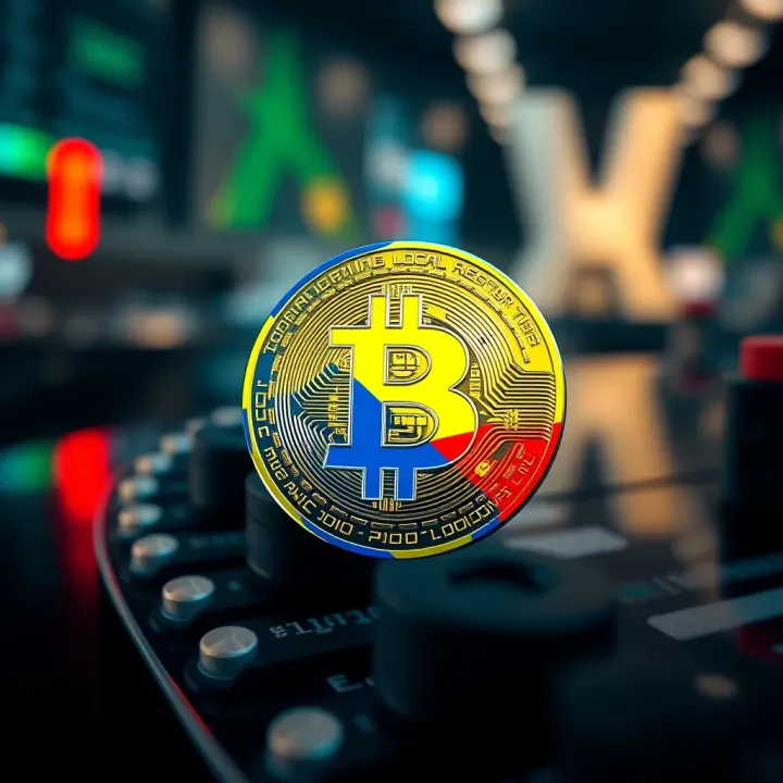 Impact of Local Regulations on Bitcoin in Colombia Illustration of Bitcoin symbol intertwined with Colombian flag elements representing local regulations