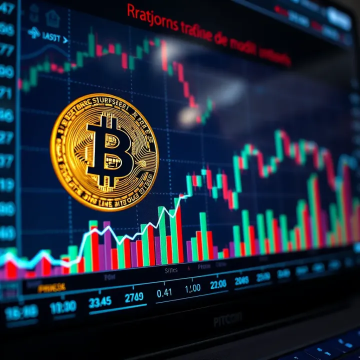 Graph showing Bitcoin price fluctuations over time with various market indicators