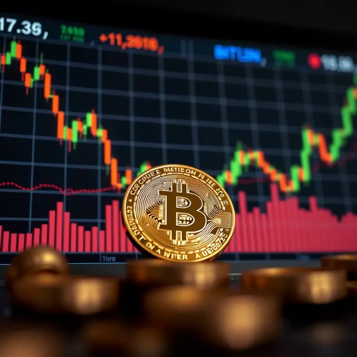 Graph showing Bitcoin price movement with technical analysis indicators