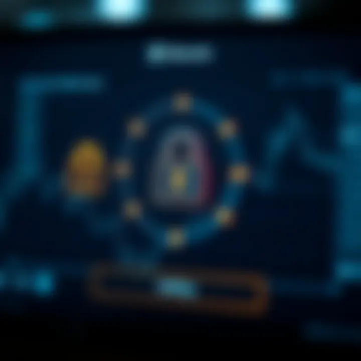 Secure login screen with encryption symbols representing account safety and protection in online trading