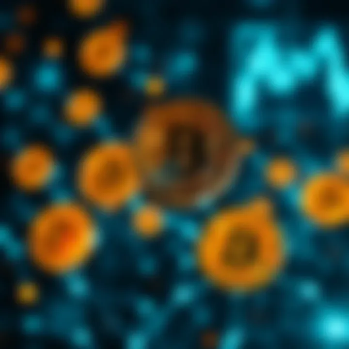 Illustration of Bitcoin symbols connected with digital lines representing cryptocurrency trading platforms