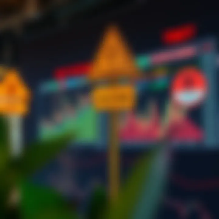 Conceptual graphic showing warning signs and financial charts indicating potential risks in crypto investments