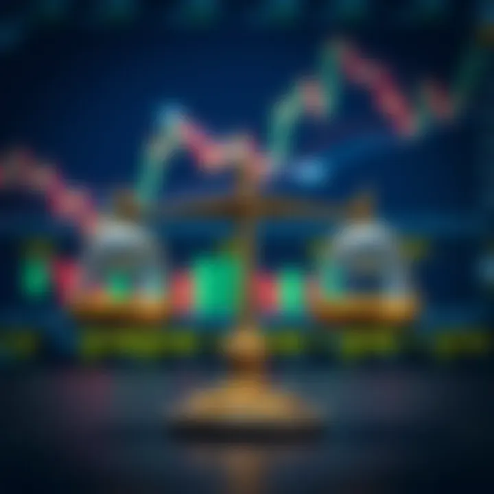 Strategies, Risk Management, and Legal Aspects in CFD Trading Illustration of strategies and risk management in CFD trading with legal balance scales