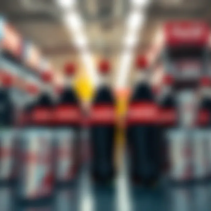 Coca-Cola branded bottles and cans arranged to showcase global distribution strength