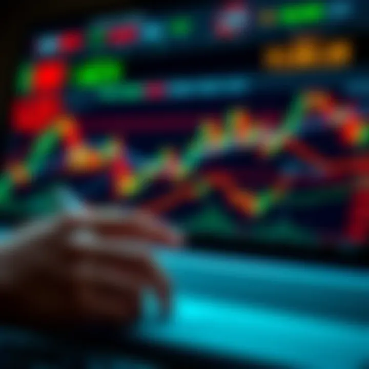 Conceptual illustration depicting binary options trading with financial charts and digital interface elements