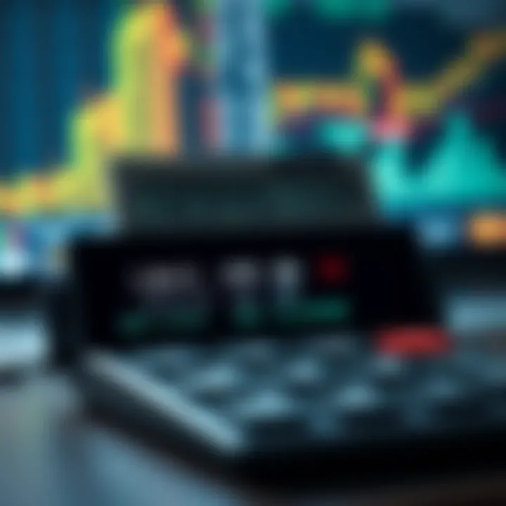 Calculator displaying financial data to manage trading lot sizes effectively