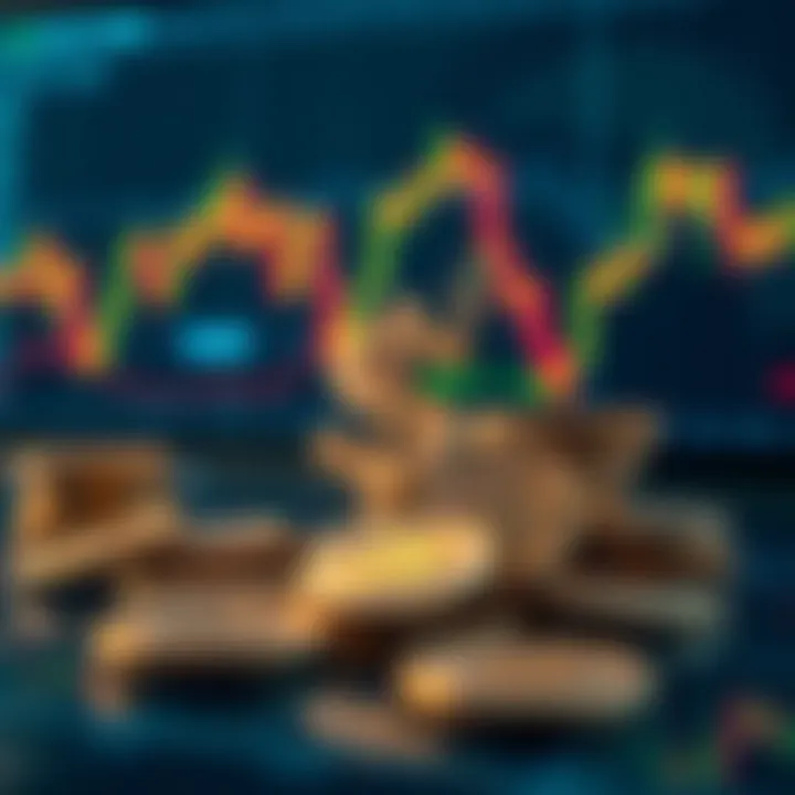 Conceptual illustration of a Forex bonus displayed as virtual currency coins and digital graphs