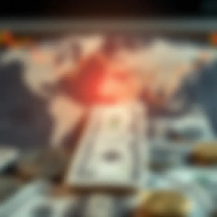 Illustration of global economic indicators and monetary policies impacting currency fluctuations