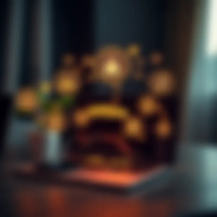 Illustration showing a digital affiliate marketing concept with interconnected devices and currency symbols around a laptop