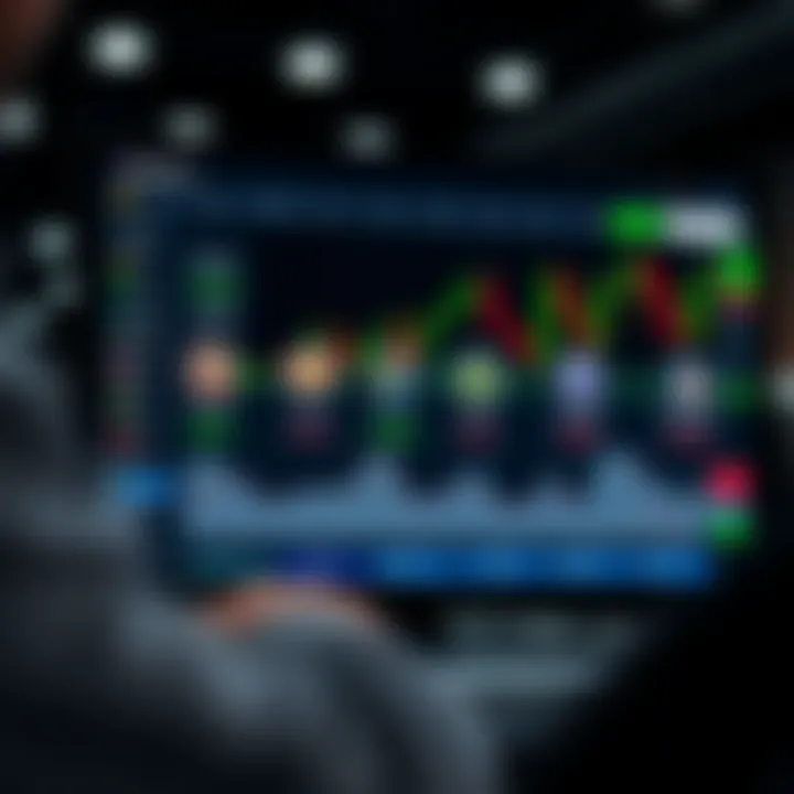 Graph showing online trading platform interface with various digital assets and trading options