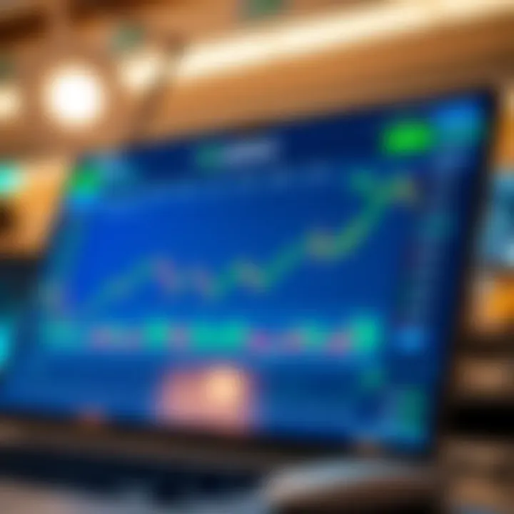 Illustration of a digital trading platform interface displaying various financial assets and trade options