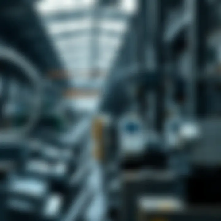 Various industrial manufacturing machines operating in a factory setting