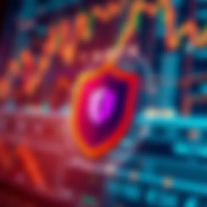 Illustration showing secure online trading with digital shield and currency symbols representing safety and regulation