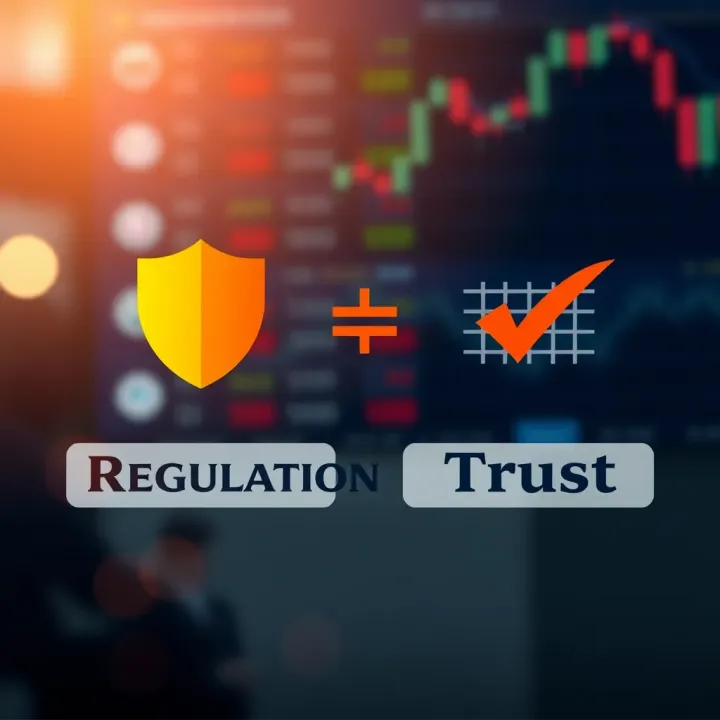 Conceptual graphic showing financial regulation and trustworthiness with shield and checkmark icons