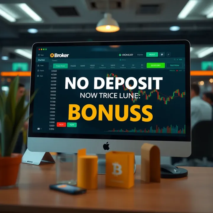 Illustration of a broker platform highlighting a no deposit bonus offer