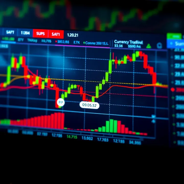 Illustration of Forex trading chart with highlighted pip value and currency pair details