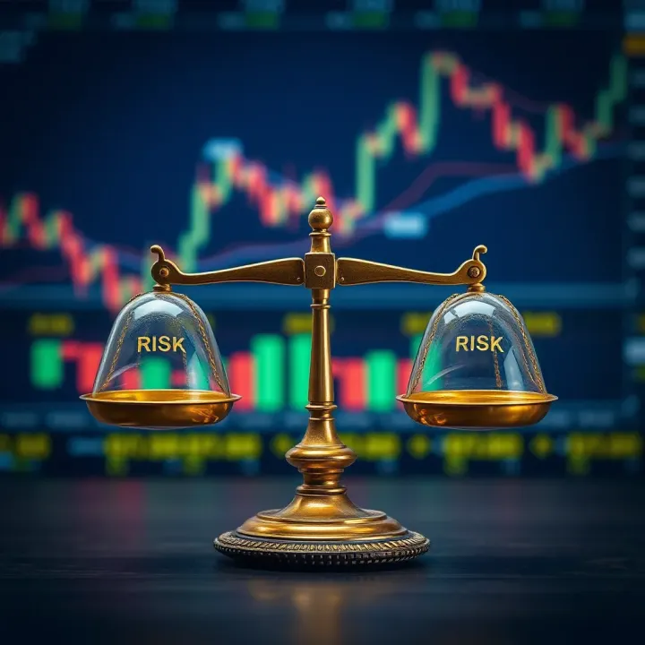 Illustration of strategies and risk management in CFD trading with legal balance scales