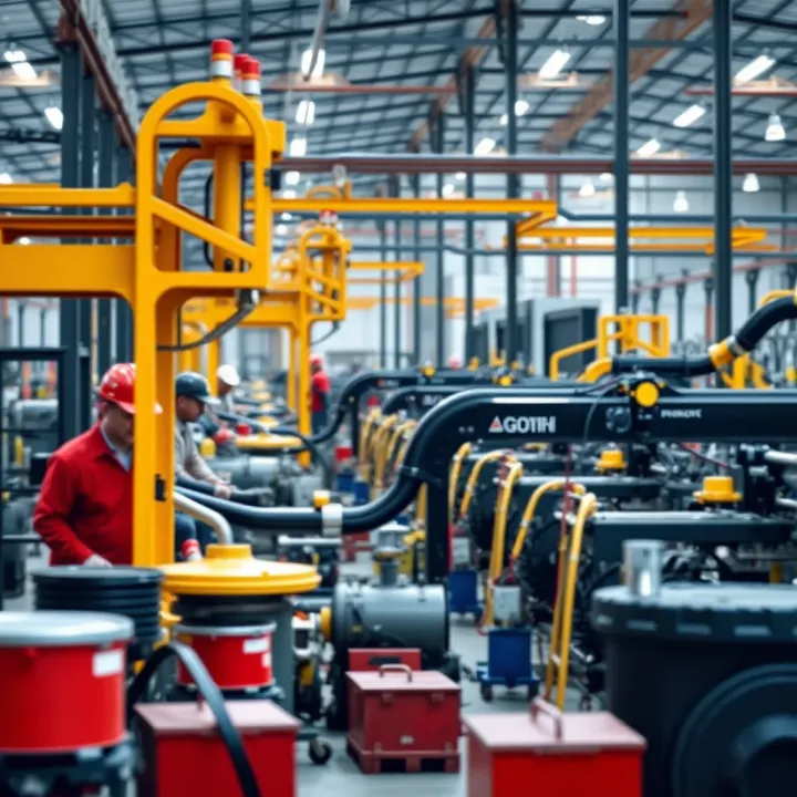 Modern manufacturing plant with advanced machinery producing industrial goods in Colombia