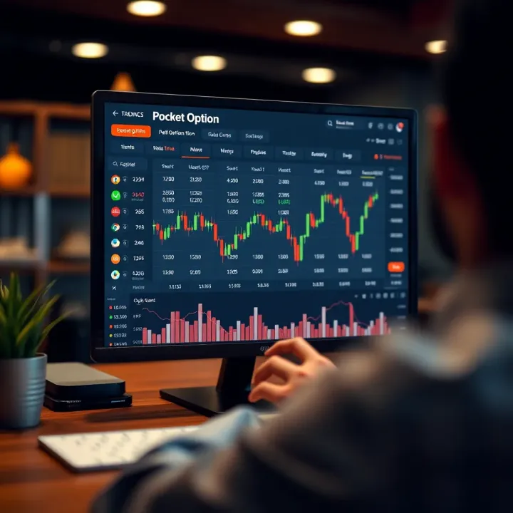 Interface showing various binary options and trading tools on a digital platform
