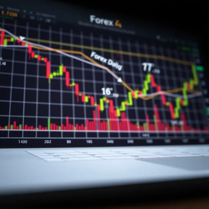 Forex Chart Demonstrating Pip Value Calculations Forex trading chart illustrating pip value movements and calculation