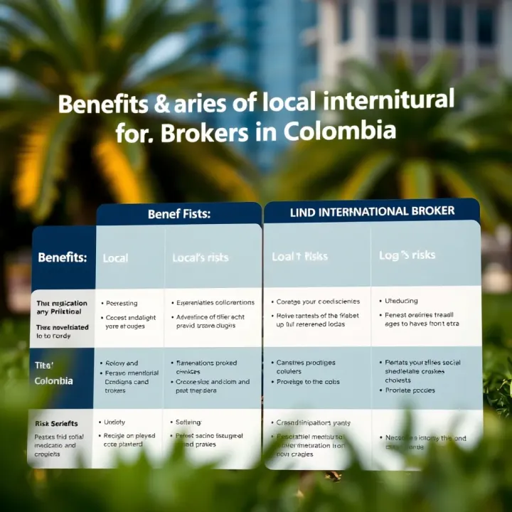 Benefits and Risks of Local and International Brokers in Colombia Comparison chart of local versus international brokers highlighting benefits and risks