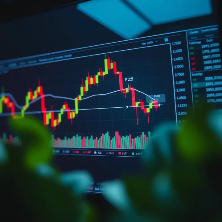 Chart showcasing common technical analysis patterns such as head and shoulders and double top