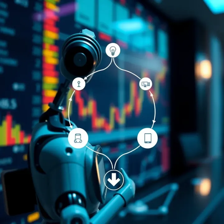 Diagram showing how a trading bot automates financial market transactions based on predefined algorithms