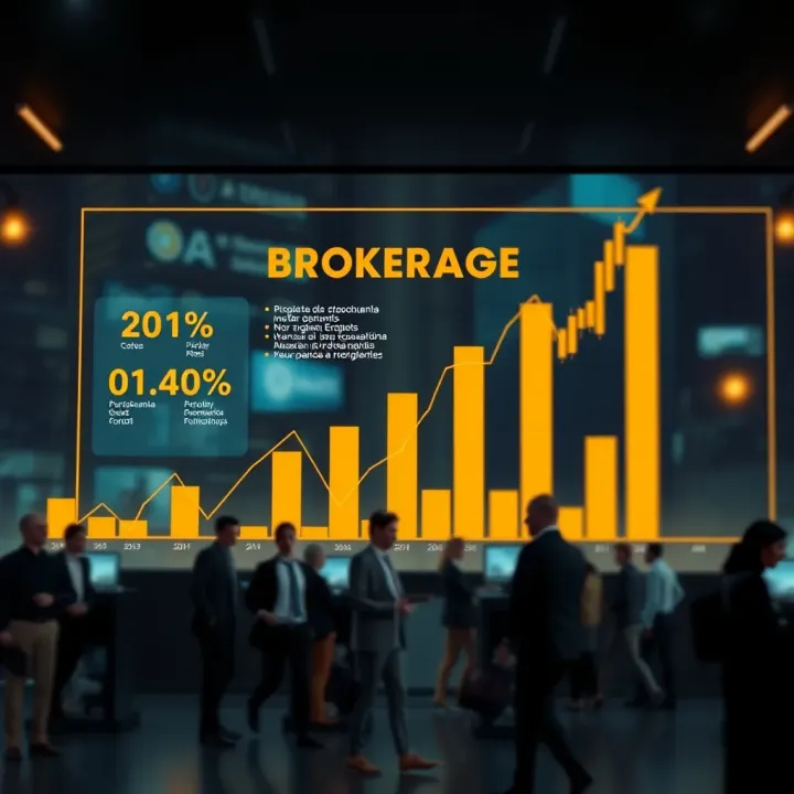 Conceptual graphic showing the evolution, benefits, and future outlook of brokerage in modern contexts