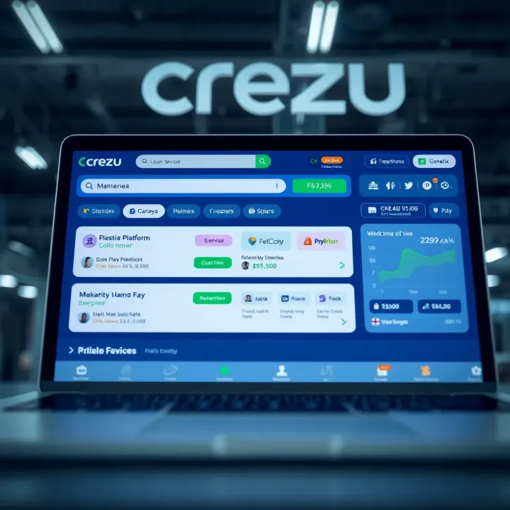 Overview of a digital financial platform interface with highlighted loan service features