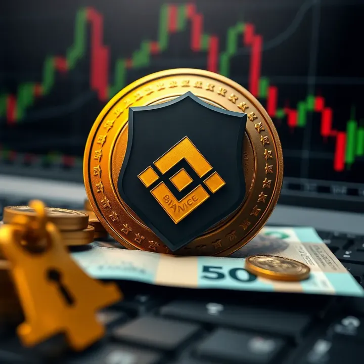 Visual representation of cryptocurrency trading with Colombian peso and security shield