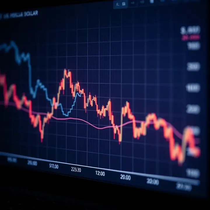 Graph showing upward and downward trends in the US dollar against the Colombian peso
