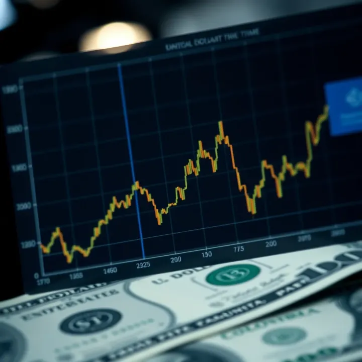 Graph showing exchange rate trends of the US dollar against the Colombian peso over time