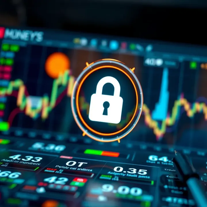 Secure digital financial platform interface with security icons