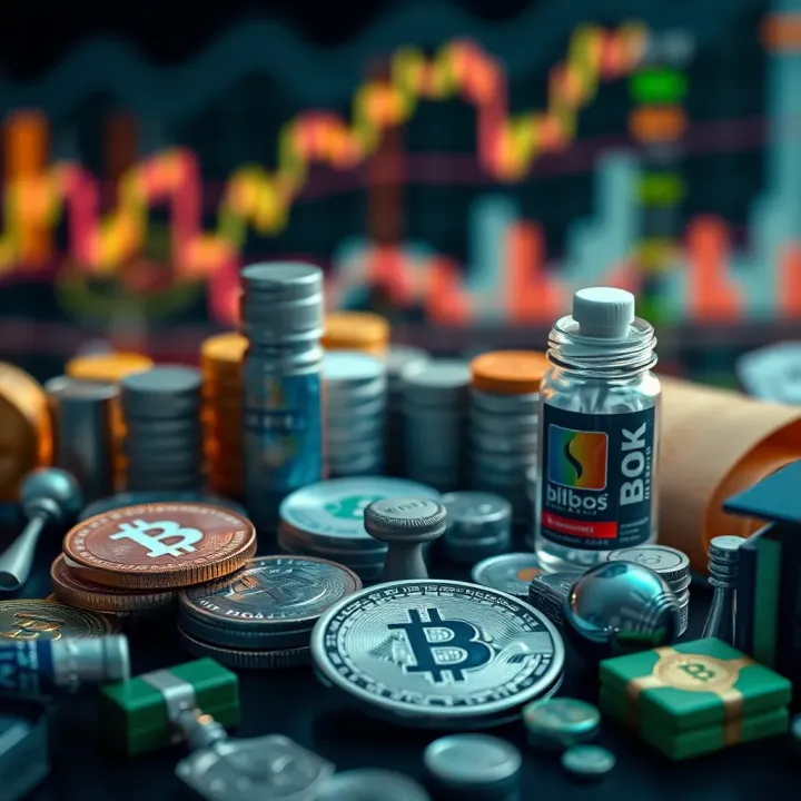 Illustration of financial assets including stocks and currencies available for trading