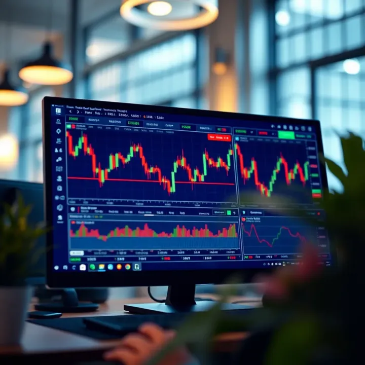 Trading platform interface displaying currency and commodity charts