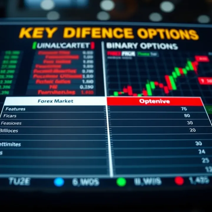 Comparison chart illustrating Forex market features versus binary options characteristics