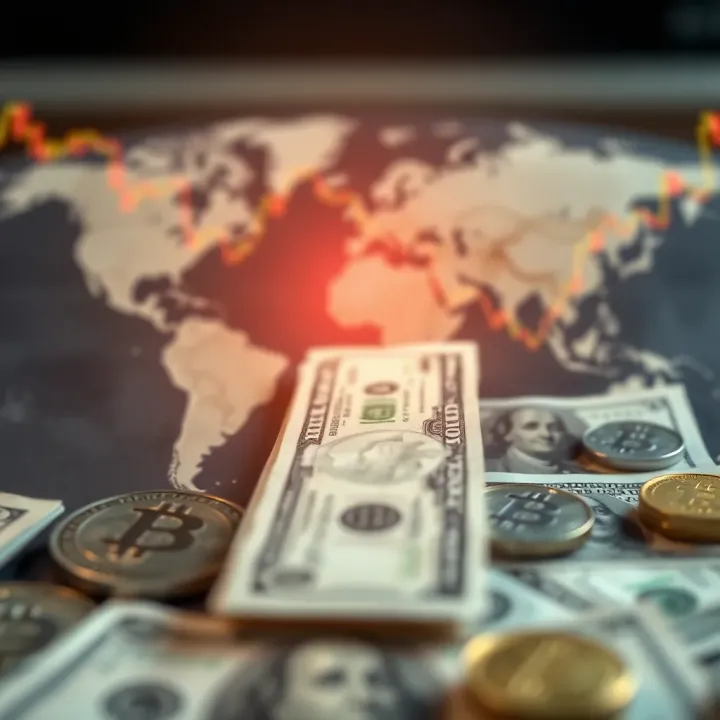 Illustration of global economic indicators and monetary policies impacting currency fluctuations