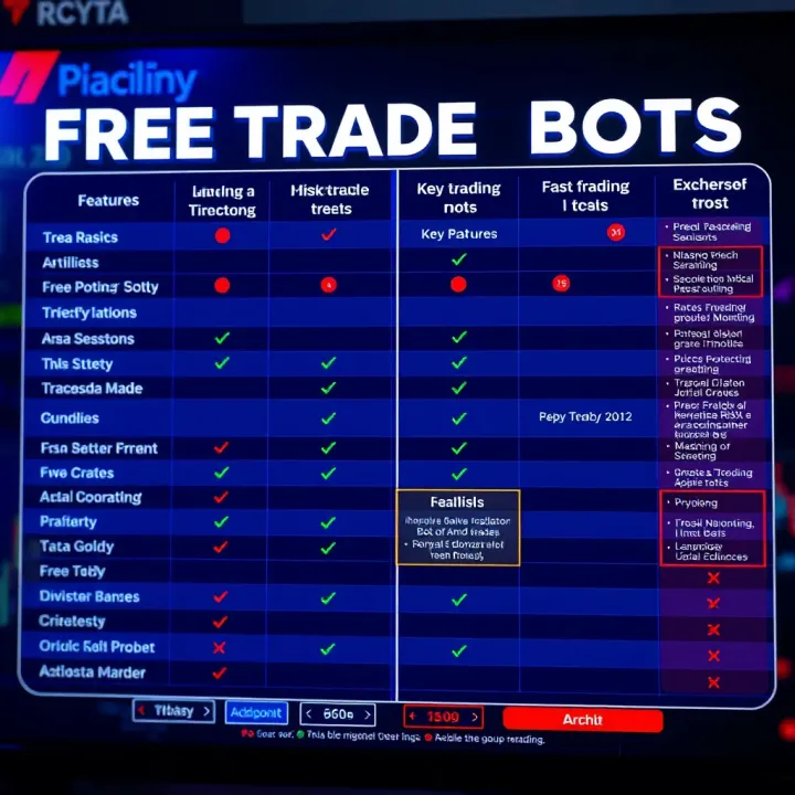 Chart showing the comparison of popular free trading bots with key features and risks highlighted