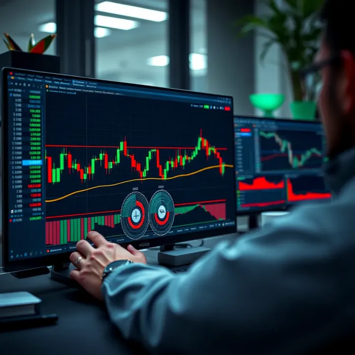 Graphical representation of automated trading strategy setup on TradingView with visual coding interface