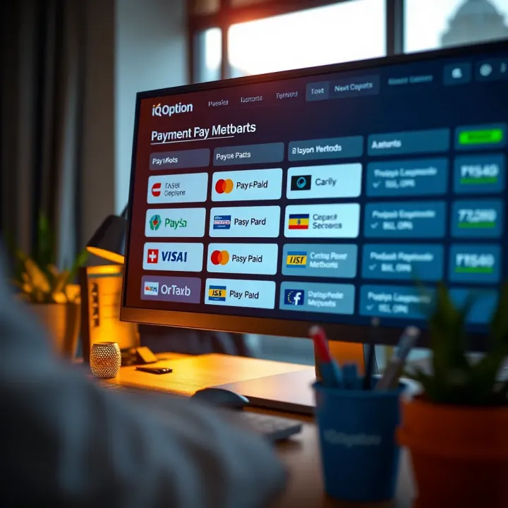 Various payment options displayed on a computer screen for online trading deposits