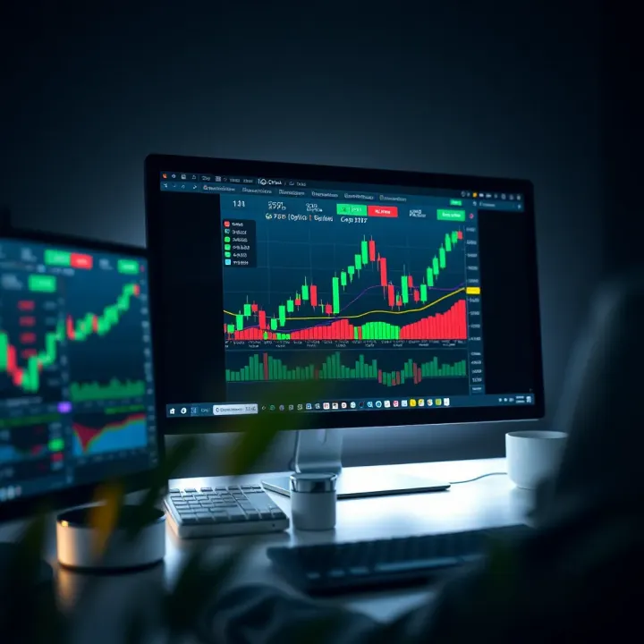 User interface of IQ Option trading software displayed on a computer monitor