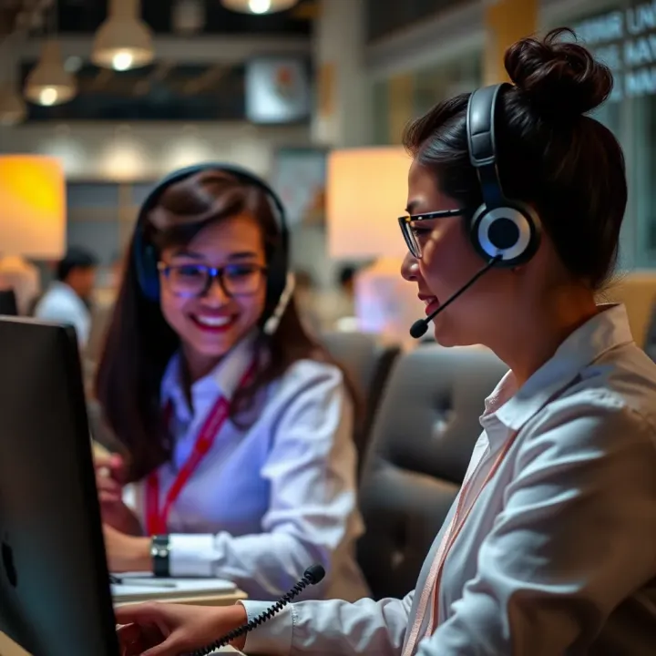 Customer support team providing assistance through digital communication channels