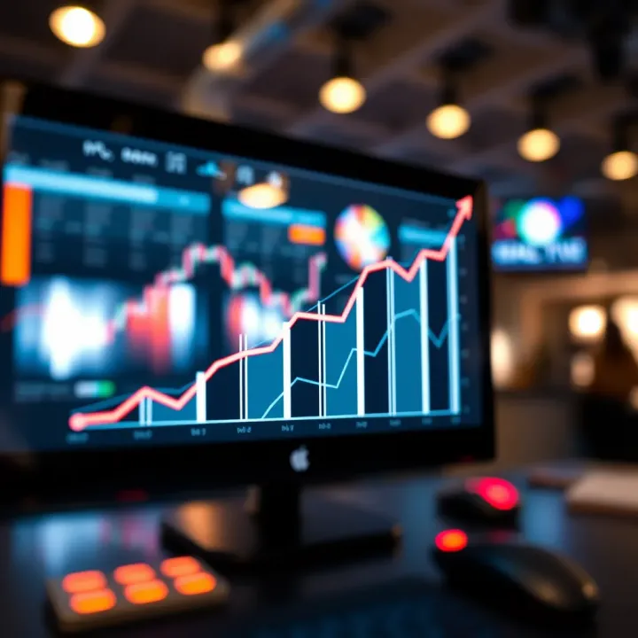 Graph showing upward trends representing growth and success in online business strategies