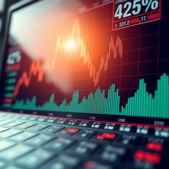 Chart displaying various financial asset prices with upward and downward trends