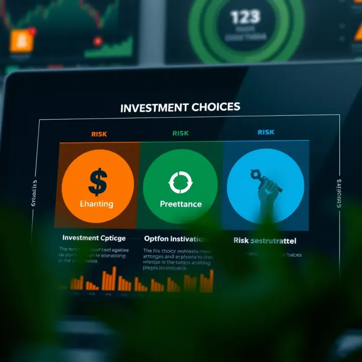 Diagram illustrating investment options and risk management on the IQ Option platform