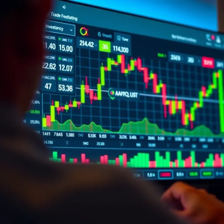 User interface of an online trading platform displaying financial charts and investment options